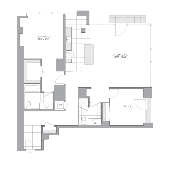 Floor Plan 2 Bedroom - 2 Bath | B19